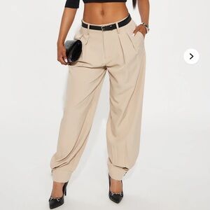 Fashion Nova Beige Women's Pleated Trousers